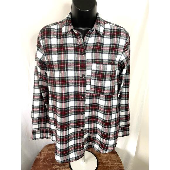 Abercrombie & Fitch Plaid Flannel Shirt XS Red Black - Picture 1 of 6